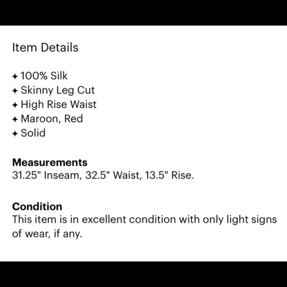 CARLISLE size 12 red silk satin elastic waist lined pants in excellent condition - Picture 3 of 7